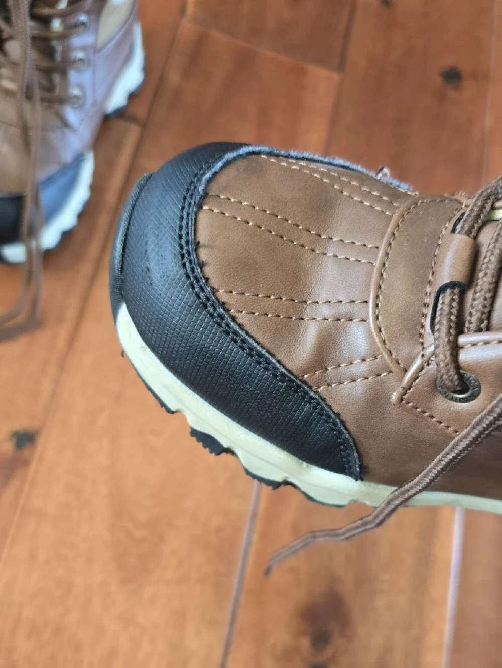 Nautica Brown and White Faux-Fur Lined Kids Winter Boots